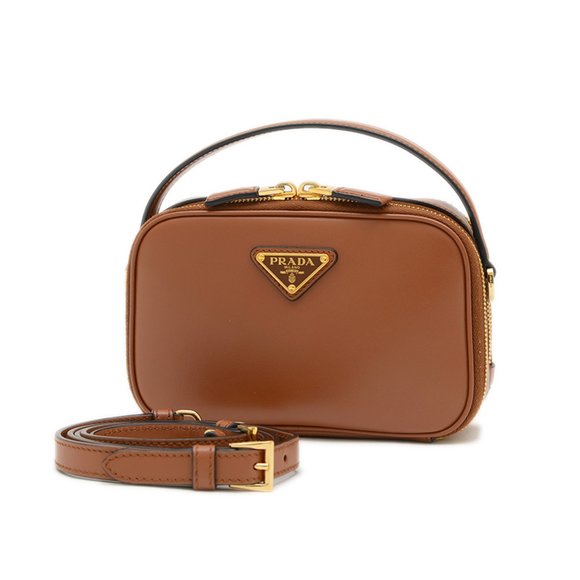 Prada Odette Handbag Shoulder Bag Leather Brown 1BH203 - Picture 1 of 9
